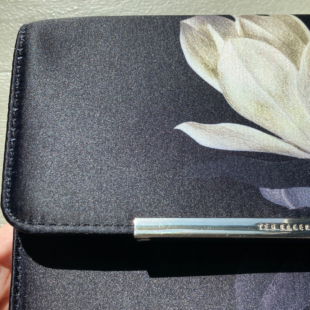Ted Baker Satin Floral Black Clutch Purse - Picture 7 of 9